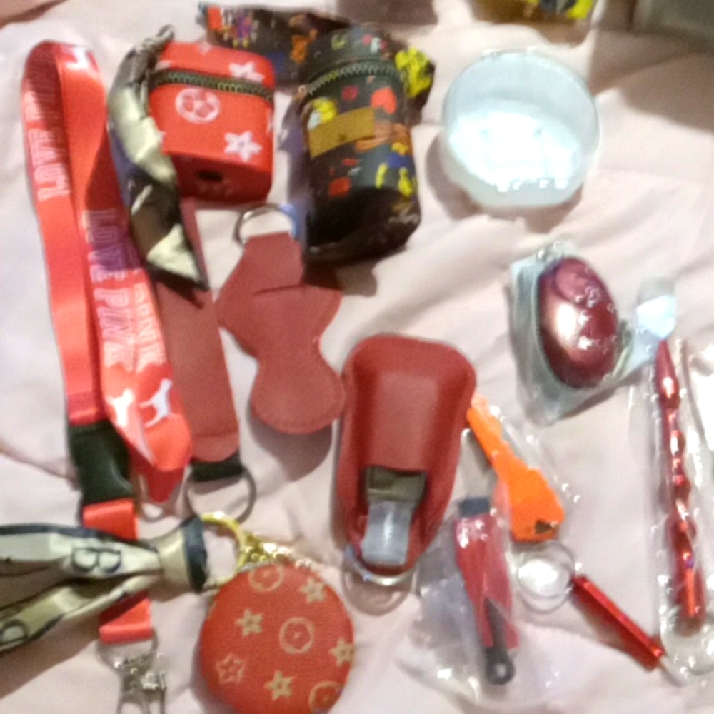 Red safety self defense keychain set